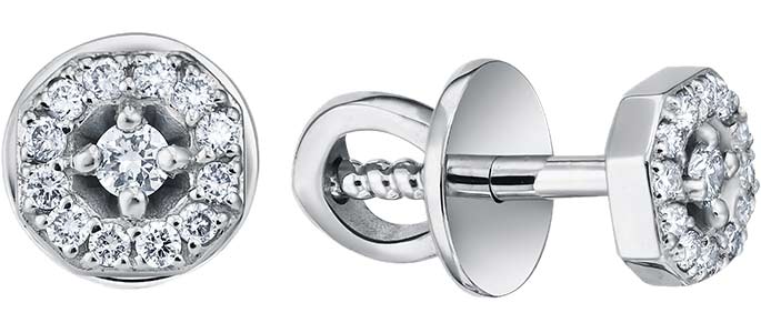 Серьги пусеты-гвоздики из белого золота ERA JEWELLERY 09-02911-03-001-01-03 с бриллиантами