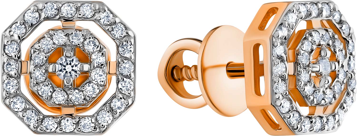 Золотые серьги пусеты-гвоздики ERA JEWELLERY 09-02915-01-001-01-01 c бриллиантами