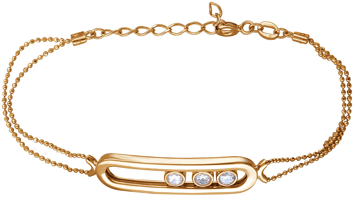 Золотой браслет цепь Эстет 01B112623 с фианитами