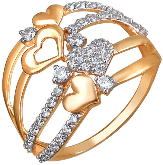 Золотое кольцо Эстет 01K1110308 с фианитом