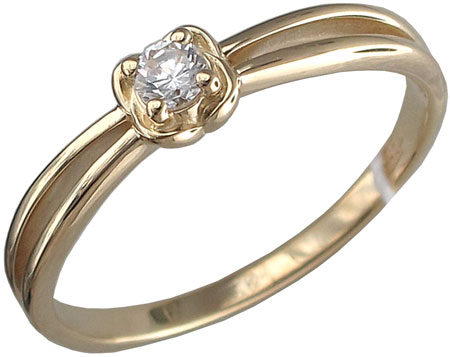 Золотое помолвочное кольцо Эстет 01K136805 с фианитом