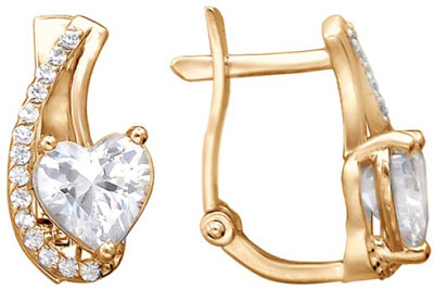 Золотые серьги Эстет 01S116244 с фианитами
