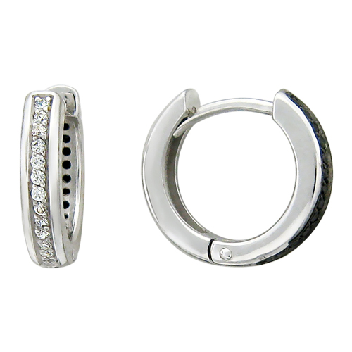 Серьги круглые из белого золота Эстет 01S225845 с фианитами