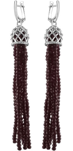 Серебряные серьги кисточки Эстет 01S2511130-12 с хрусталем, фианитами