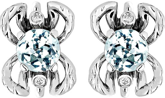 Серьги из белого золота Эстет 01S629681-3 с аквамаринами, бриллиантами