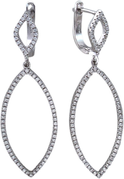 Серебряные длинные серьги Эстет R6S150145 с фианитами