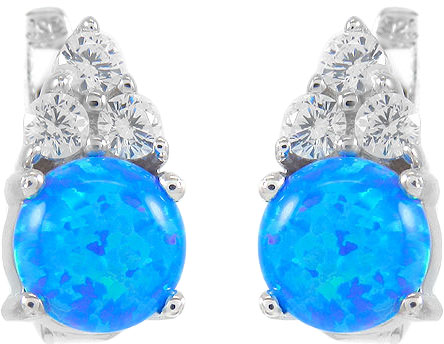 Серебряные серьги Evora 28216 с опалами, кубическим цирконием