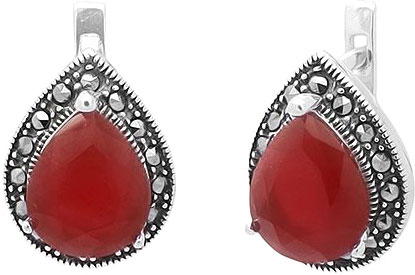 Серебряные серьги капельки Evora 627671 с кубическим цирконием, марказитами