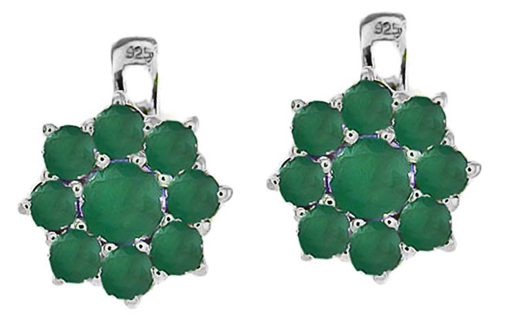 Серебряные серьги Evora 628322 с изумрудами