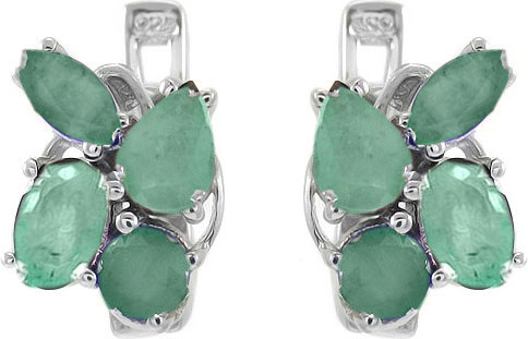 Серебряные серьги Evora 628332 с изумрудами