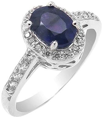 Серебряное кольцо Evora 629190 с сапфир корундом, кубическим цирконием