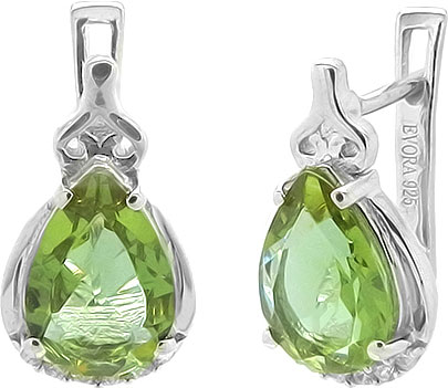 Серебряные серьги Evora 629819 с султанитами, кубическим цирконием