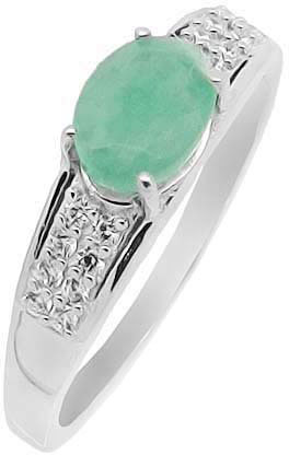 Серебряное кольцо Evora 632134 с изумрудом, кубическим цирконием