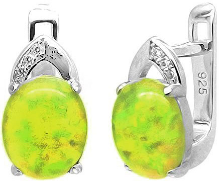 Серебряные серьги Evora 632761 с опалом, кубическим цирконием