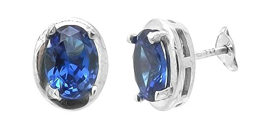Серебряные серьги пусеты-гвоздики Evora 638097 с танзанитами
