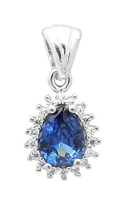 Серебряная подвеска Evora 638117 с танзанитом, кубическим цирконием