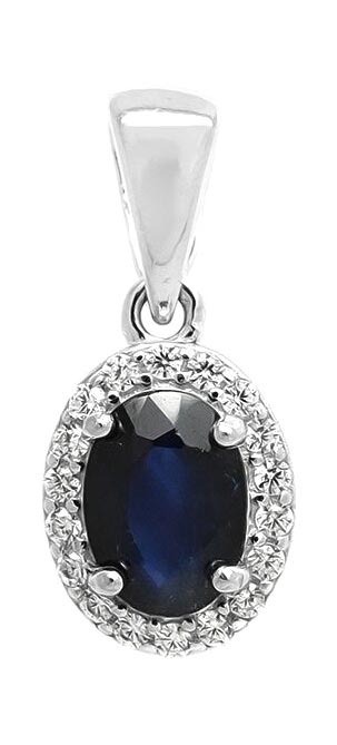 Серебряная подвеска Evora 640265 с сапфир корундом, кубическим цирконием
