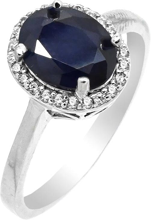 Серебряное кольцо Evora 640350 с сапфир корундом, кубическим цирконием