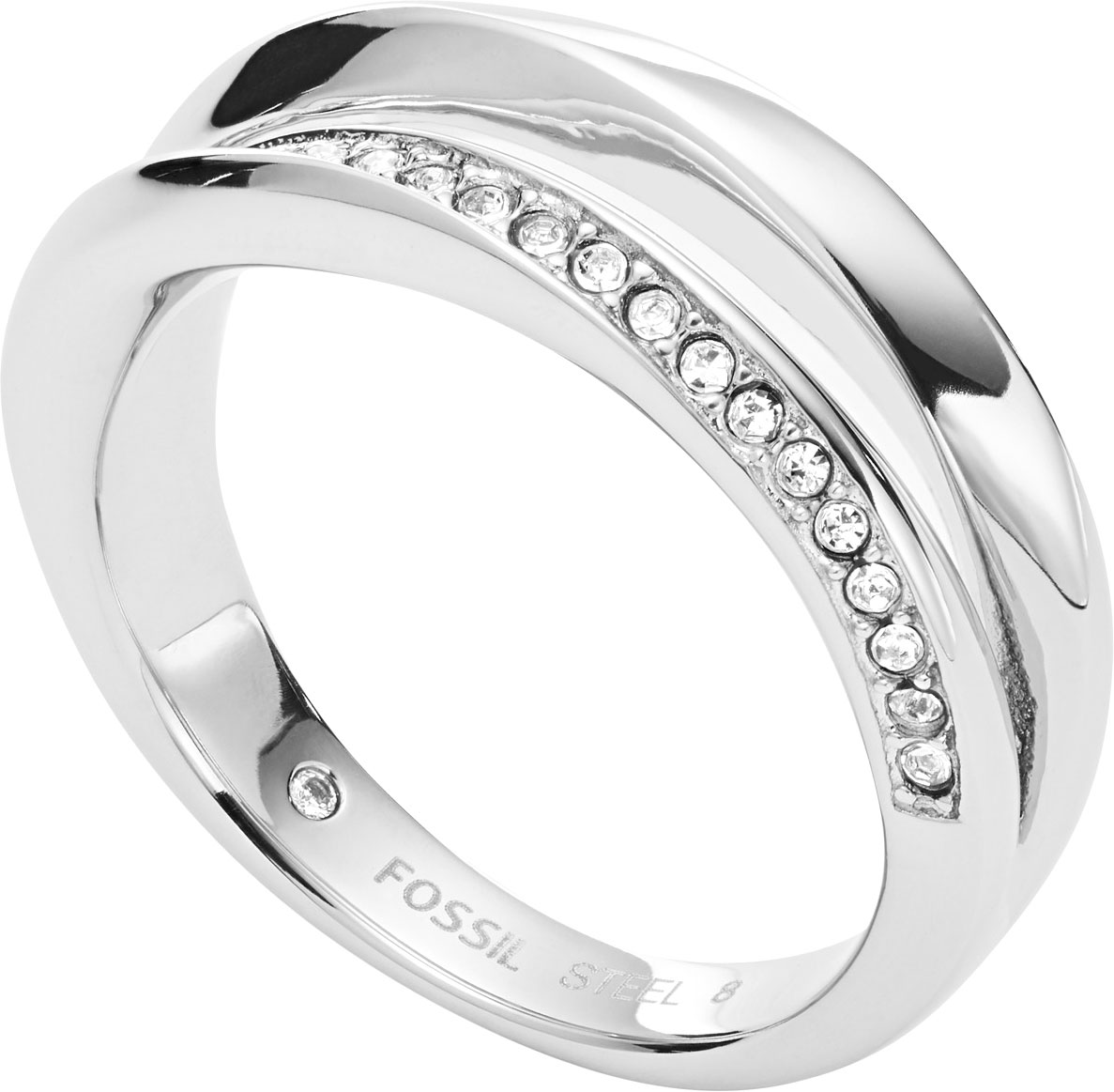 Стальное кольцо Fossil JF03019040 с кубическим цирконием