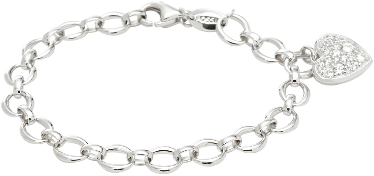 Женский серебряный браслет цепь Fossil JFS00153040 с кубическим цирконием