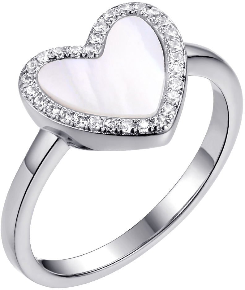 Серебряное кольцо Fresh Jewelry PI-R03087-X-W-PN-X-W с перламутром, фианитами