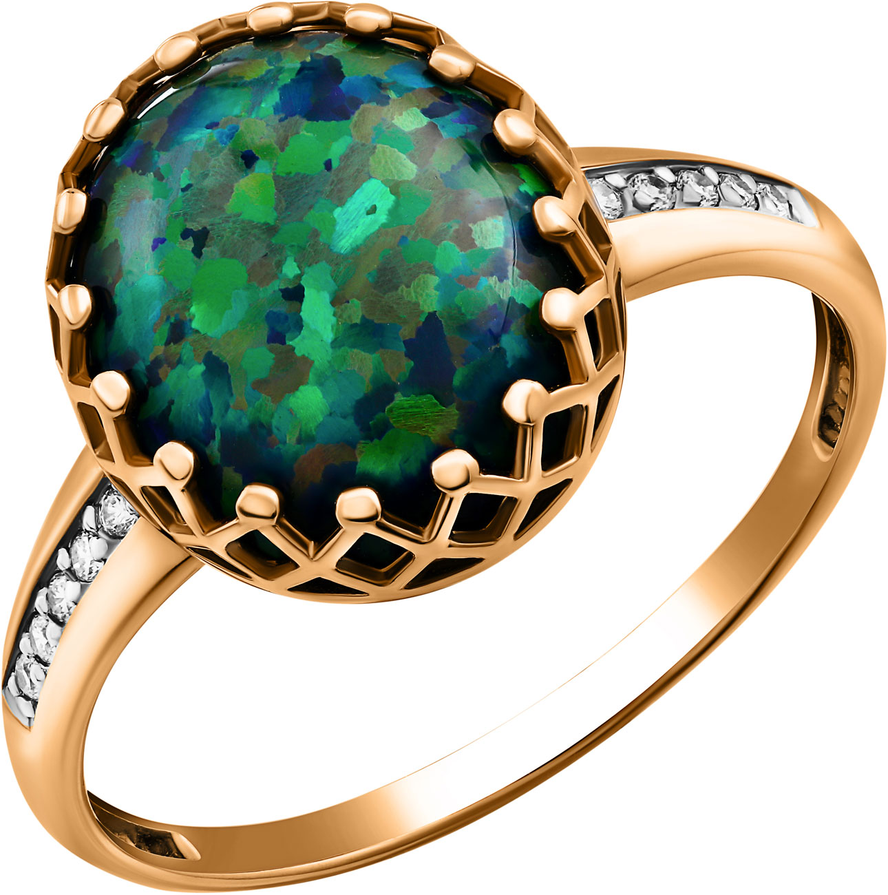 Женский золотой перстень Гранат 1.10.11.2696.14-3253 с опалом, фианитами