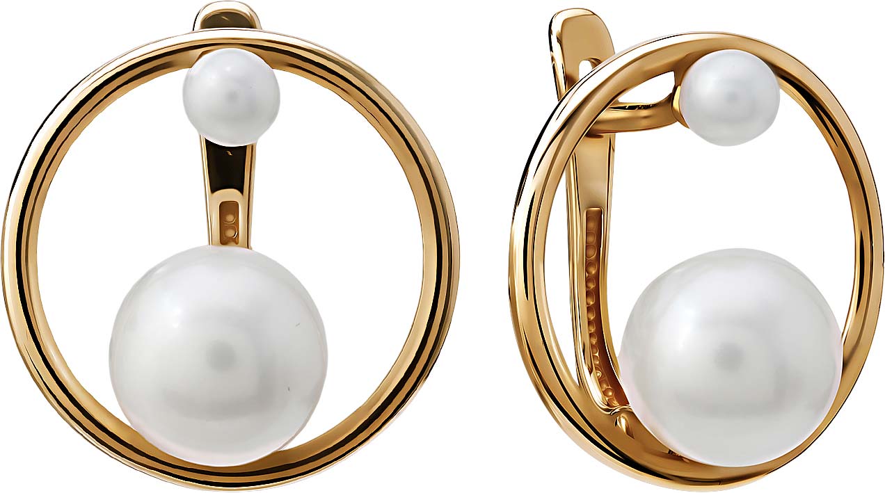 Золотые серьги круглые Гранат 3.20.10.0245.00-5238 с жемчугом