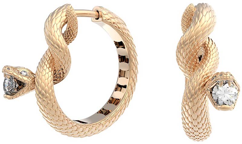 Золотые серьги кольца-конго ''Змеи'' Grant 0601689-gr с бриллиантами