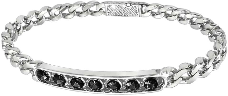 Мужской браслет цепь из белого золота Grant 5402148-gr с черными бриллиантами, бриллиантами