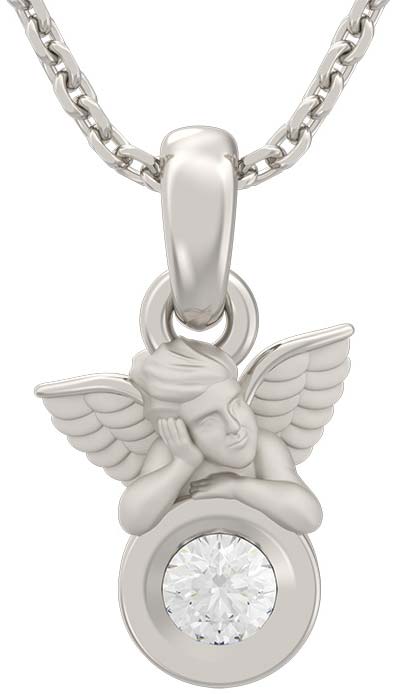 Кулон на цепочке из белого золота ''Ангел'' Grant 5501113-gr с бриллиантом