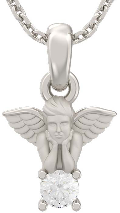 Кулон на цепочке из белого золота ''Ангел'' Grant 5501132-gr с бриллиантом