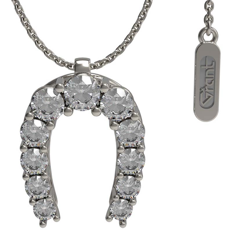 Кулон на цепочке из белого золота ''Подкова'' Grant 5501169-gr с бриллиантами