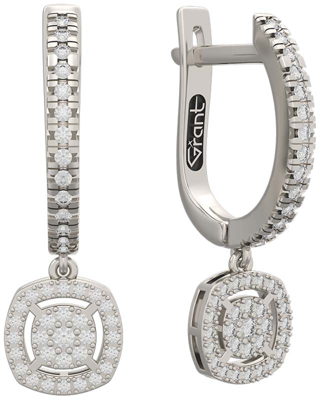 Серьги с подвесками из белого золота Grant 5701901-gr с бриллиантами