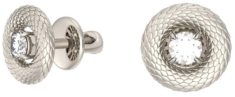 Серьги пусеты-гвоздики из белого золота ''Змея'' Grant 5701068-gr с бриллиантами