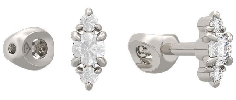 Серьги пусеты-гвоздики из белого золота Grant 5701119-gr с бриллиантами