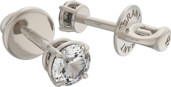 Серьги пусеты-гвоздики из белого золота Grant 5701705-gr с бриллиантами