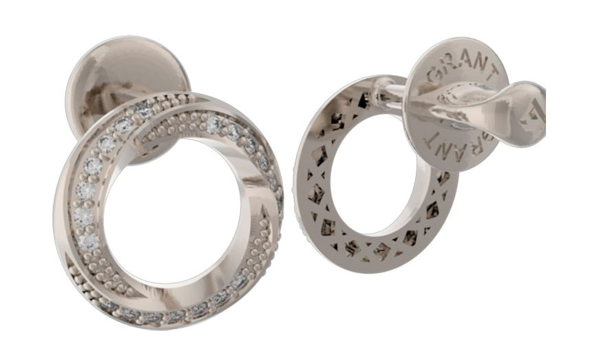 Круглые серьги из белого золота Grant 5701788-gr с бриллиантами