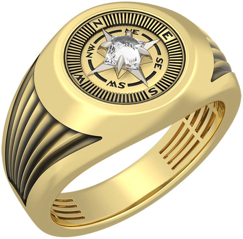 Мужская золотая печатка ''Роза ветров'' Grant 9201146-gr с бриллиантом