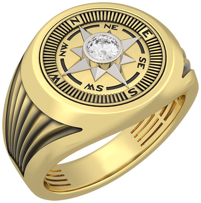 Мужская золотая печатка ''Роза ветров'' Grant 9201149-gr с бриллиантом