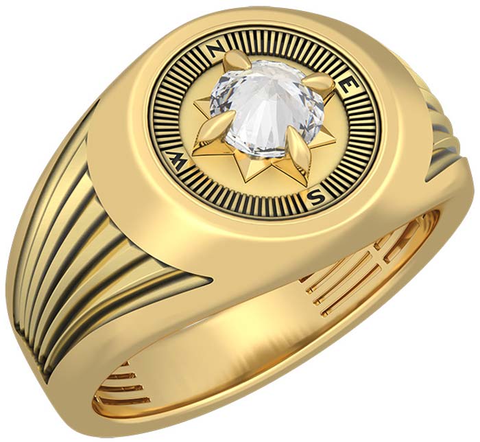 Мужская золотая печатка ''Роза ветров'' Grant 9201152-gr с бриллиантом