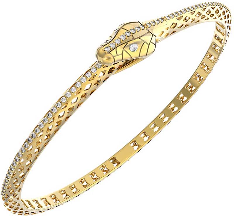 Золотой жесткий браслет ''Змея'' Grant 9401680-gr с бриллиантами