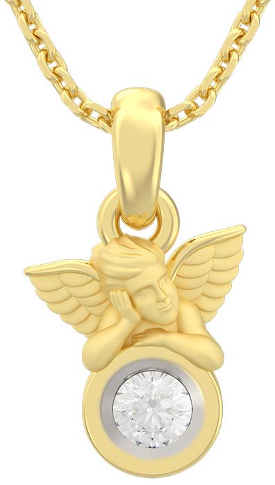 Золотой кулон на цепочке ''Ангел'' Grant 9501113-gr с бриллиантом