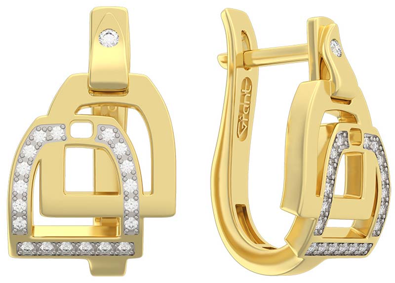 Золотые серьги ''Год лошади'' Grant 9601156-gr с бриллиантами