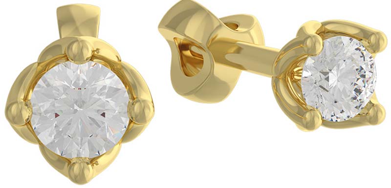 Золотые серьги пусеты-гвоздики Grant 9701732-gr с бриллиантами