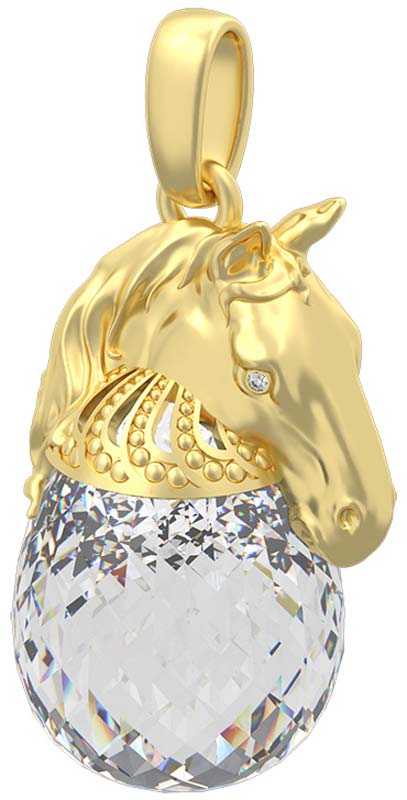 Подвеска из белого золота ''Лошадь'' Grant 9877150-gr с кварцем, бриллиантами