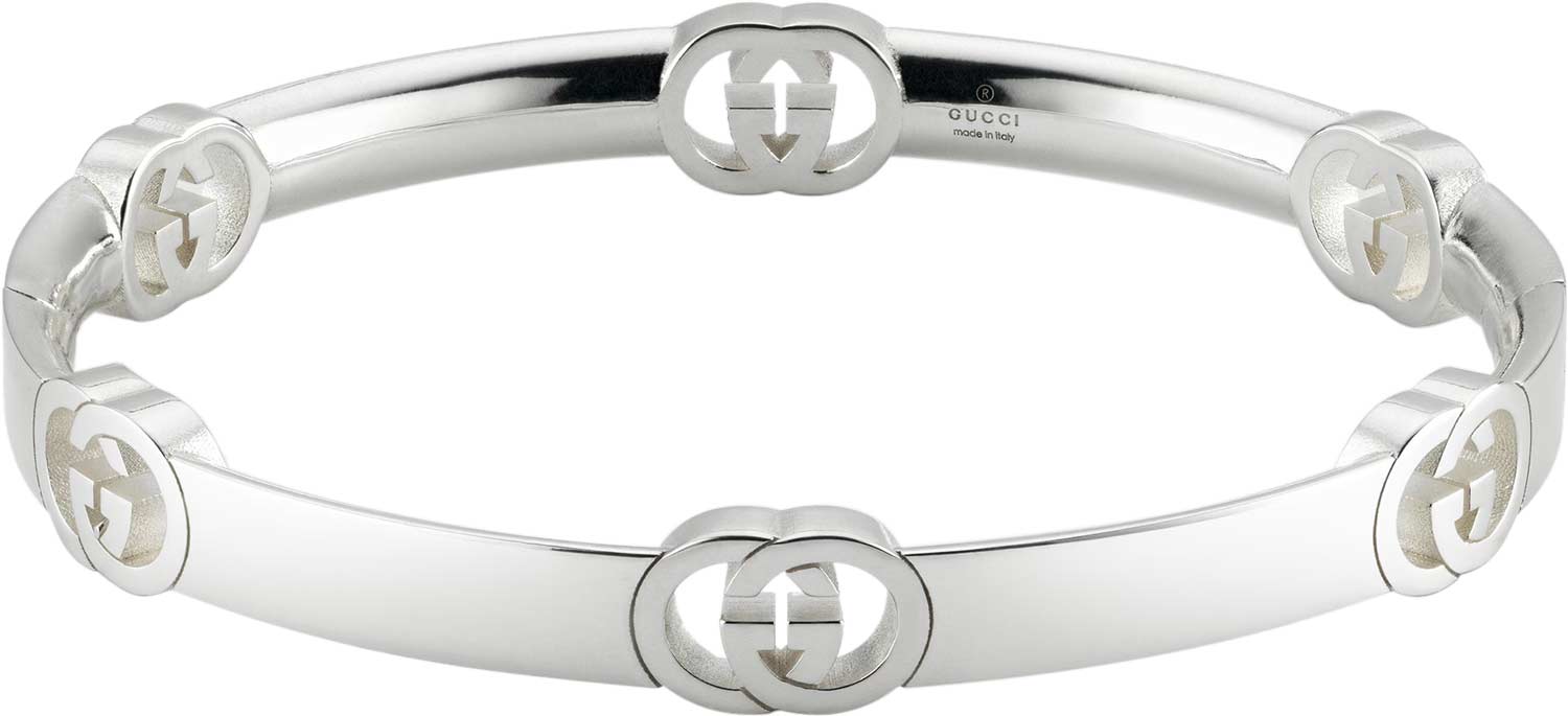 Серебряный жесткий браслет Gucci Interlocking YBA817025001