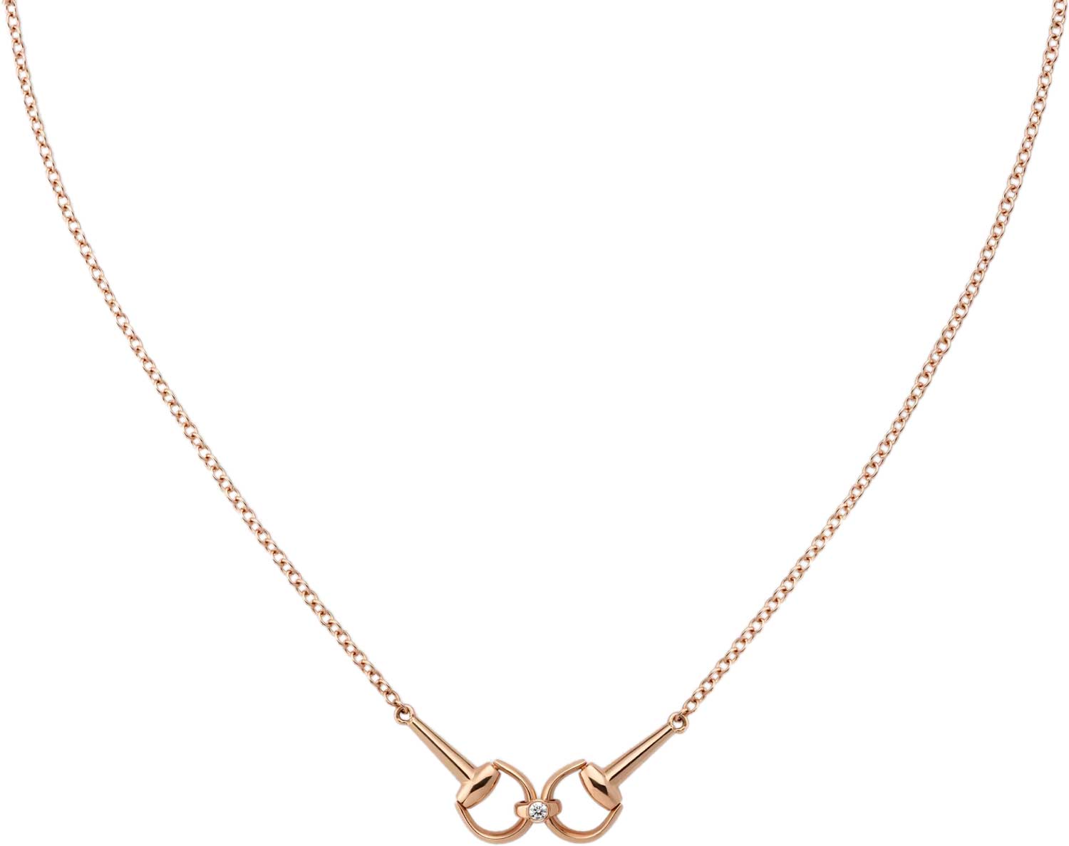 Золотая подвеска на цепочке Gucci Horsebit YBB796833001 с бриллиантом