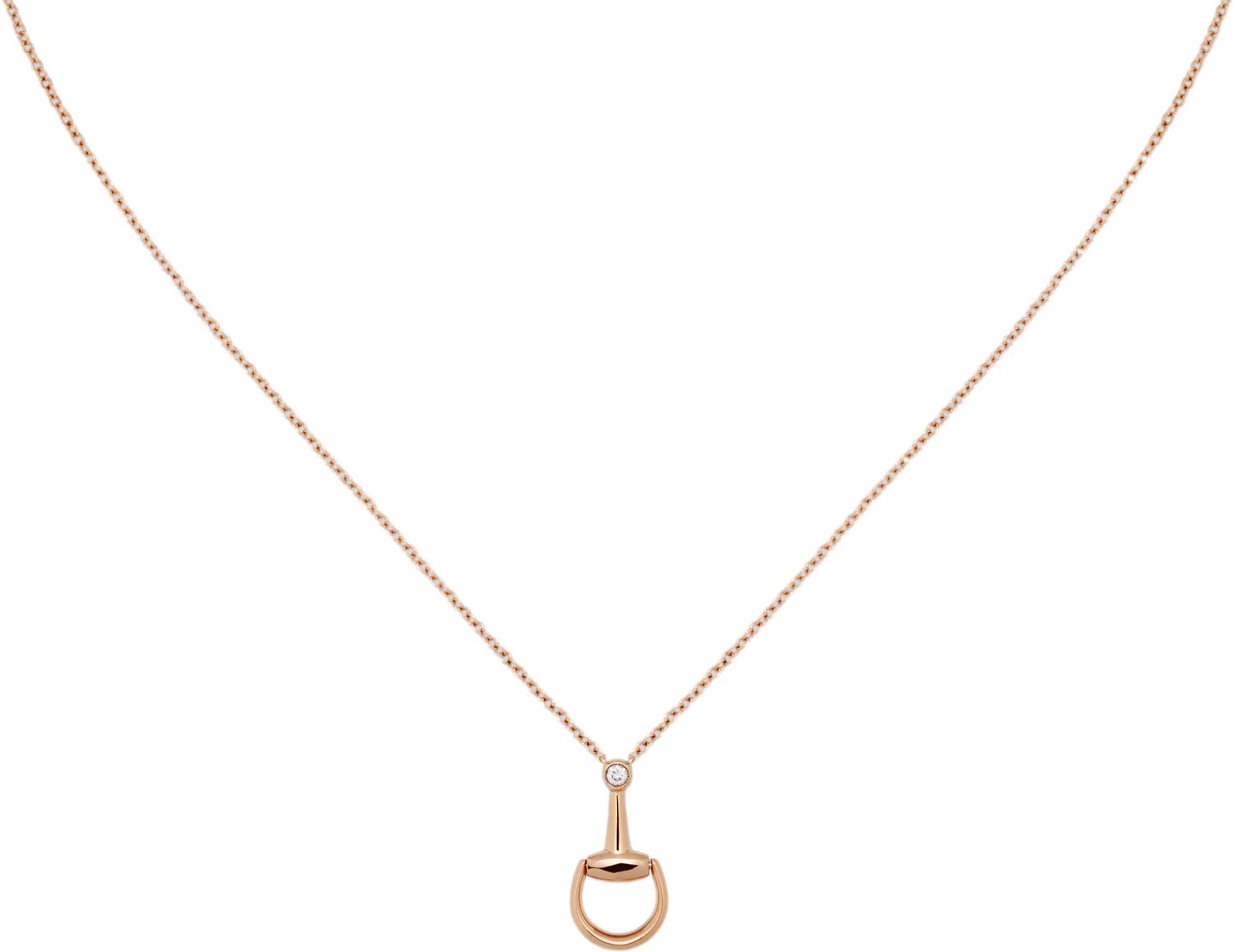 Золотая подвеска на цепочке Gucci Horsebit YBB837599001 с бриллиантом