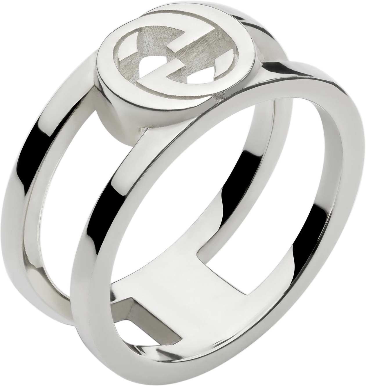 Серебряное двойное кольцо Gucci Interlocking YBC797031001