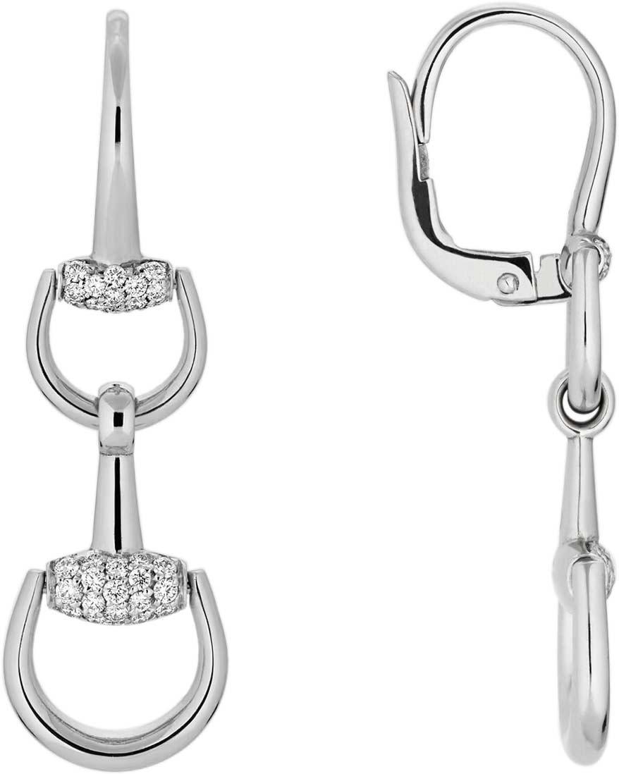Серьги с подвесками из белого золота Gucci Horsebit YBD837633001 с бриллиантами